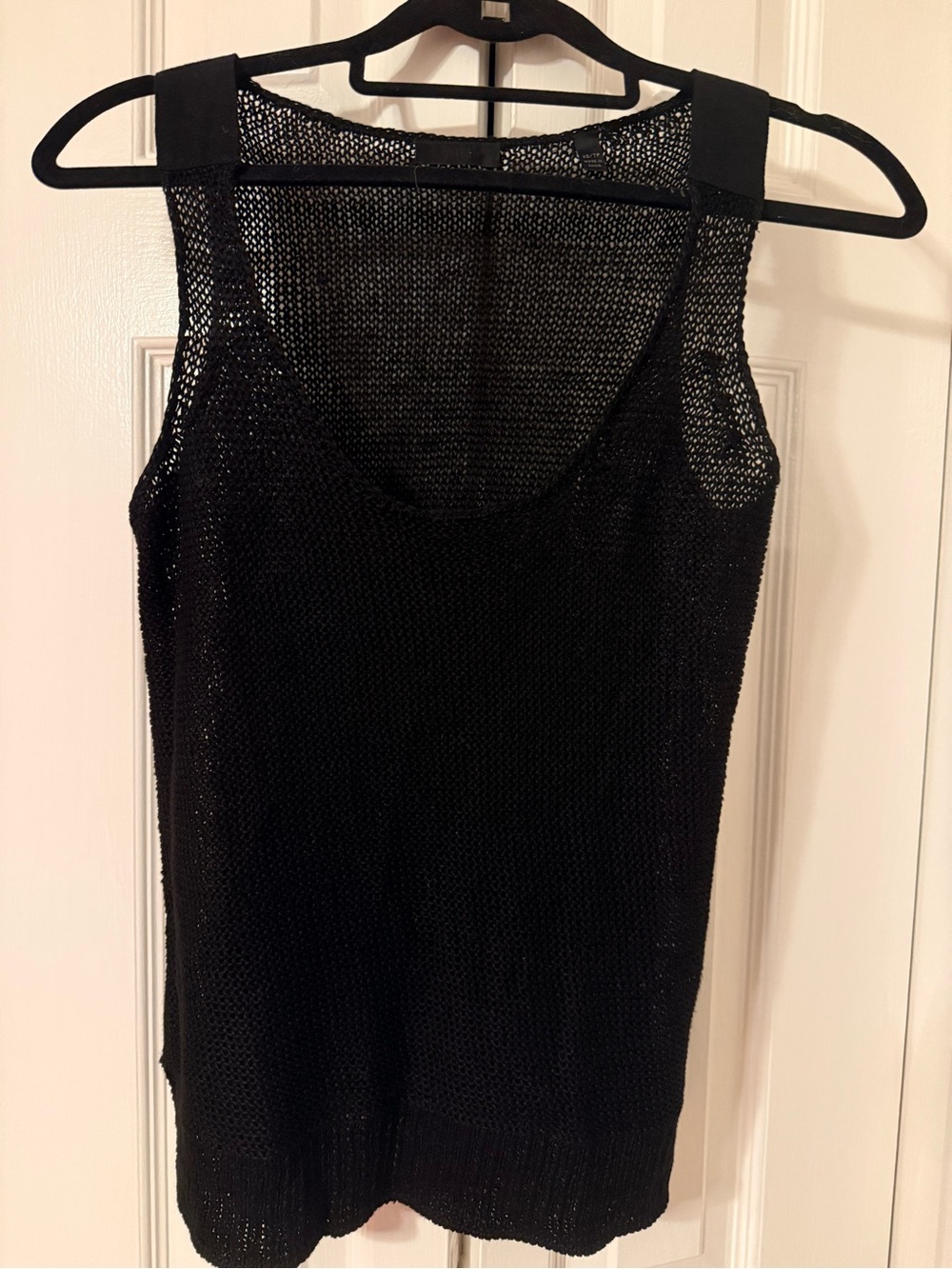 ATM Anthony Thomas Melillo Linen Rope Open Knit Tank Black XS/S AW8427-SAC